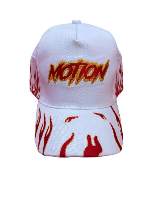 WHITE MOTION FLAME HATS