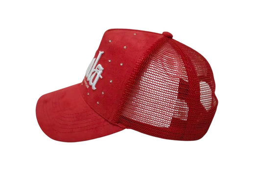 Red Trucker Suede Hat